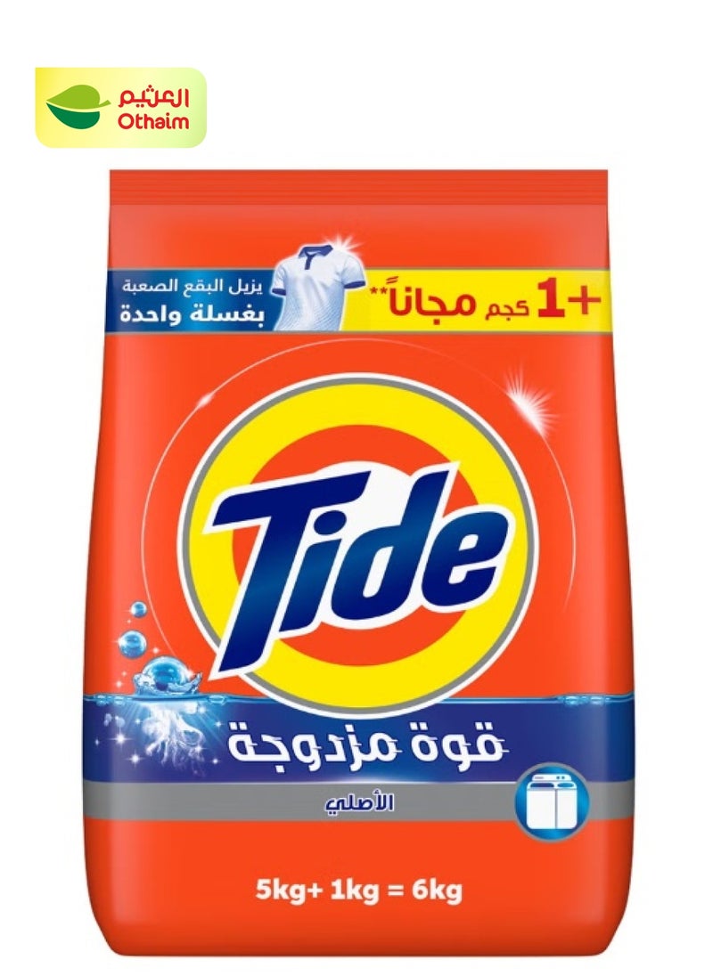 Tide مسحوق غسيل تايد شبه الأوتوماتيكي الأصلي، 5+1 كجم 