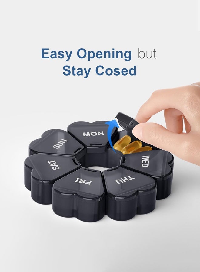 Pill Organizer, Pill Box, Small Pill Case, Medicine Pill Organizer 1 Time a Day, Weekly Pill Organizer, Pill Container, Pill Holder, Daily Pill Organizer Travel Pill Organizer 7 Day (Black) - Image 5