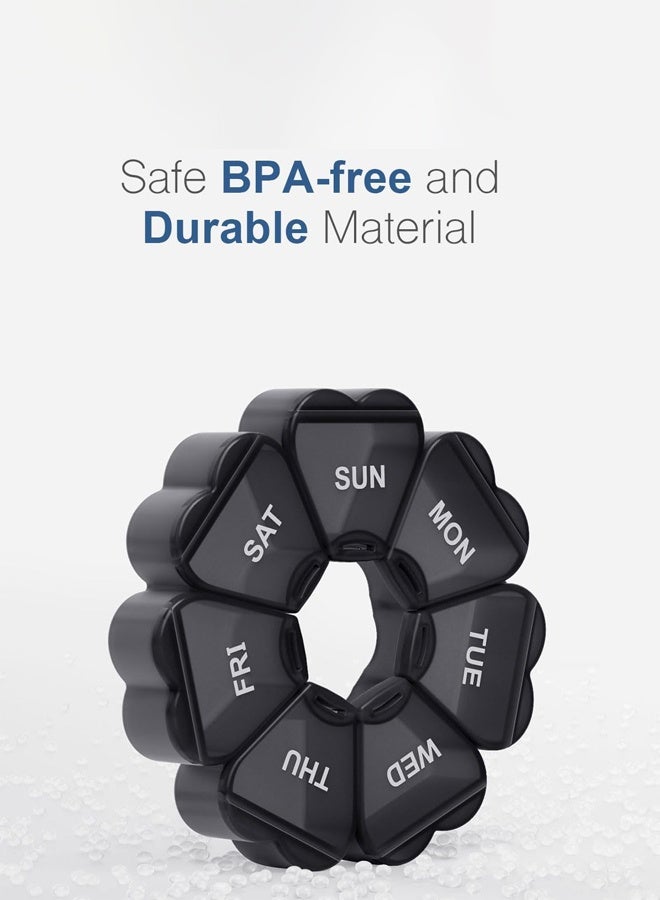 Pill Organizer, Pill Box, Small Pill Case, Medicine Pill Organizer 1 Time a Day, Weekly Pill Organizer, Pill Container, Pill Holder, Daily Pill Organizer Travel Pill Organizer 7 Day (Black) - Image 4