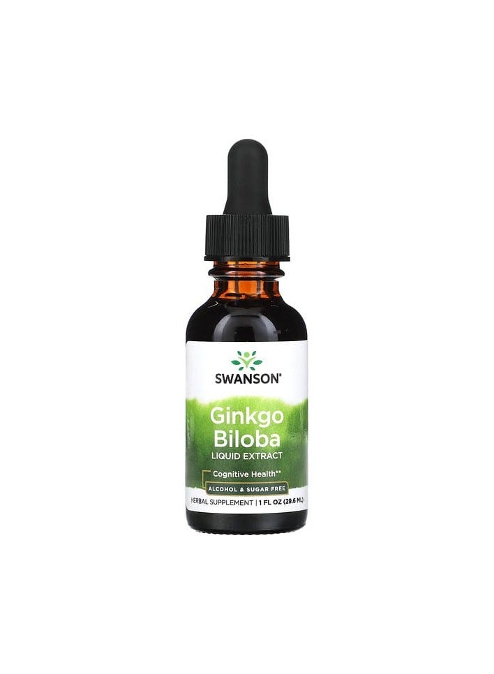 SWANSON Ginkgo Biloba Liquid Extract Sugar Free, 1 fl oz (29.6 ml) 