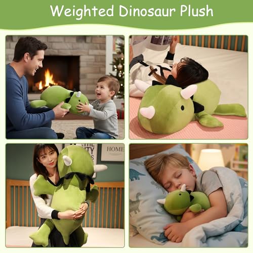 SQEQE Weighted Dinosaur Plush, Weighted Dinosaur Stuffed Animal, Dino Plushies Dino Pillow Toy Gift for Kids Adults 23.6 Inch, 3.1 Lbs - Image 5