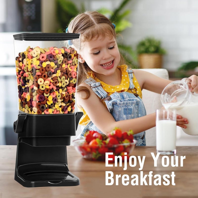 QNP Cereal Dispenser Countertop 3pcs,5.5L Cereal Containers Storage Dispenser for Pantry,Dry Food Storage Rice Containers,Candy Dispenser,Snack Organizer Machine for Grains, Nuts,Oatmeal, Pet Food Black - Image 3