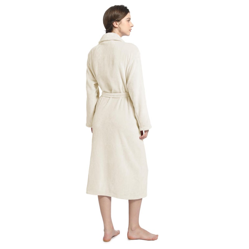Eonkasp Plush Soft Robes for Women, Premium Fleece Womens Robe Cozy Warm Bathrobe, Cream, S-M - Image 2