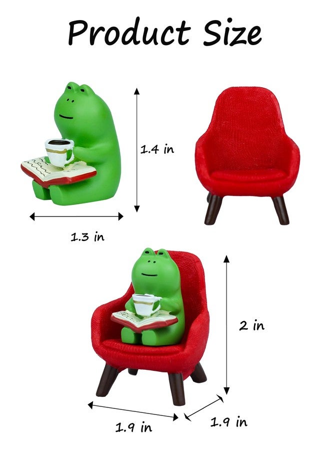 Mevodeata Cute Mini Frog Figurine with Small Sofa Resin Frog Figure for Office Home Decor - Cute Frog Gift for Frog Lovers (Red Sofa) - Image 2