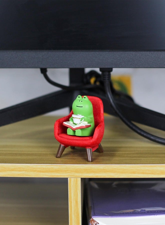 Mevodeata Cute Mini Frog Figurine with Small Sofa Resin Frog Figure for Office Home Decor - Cute Frog Gift for Frog Lovers (Red Sofa) - Image 3