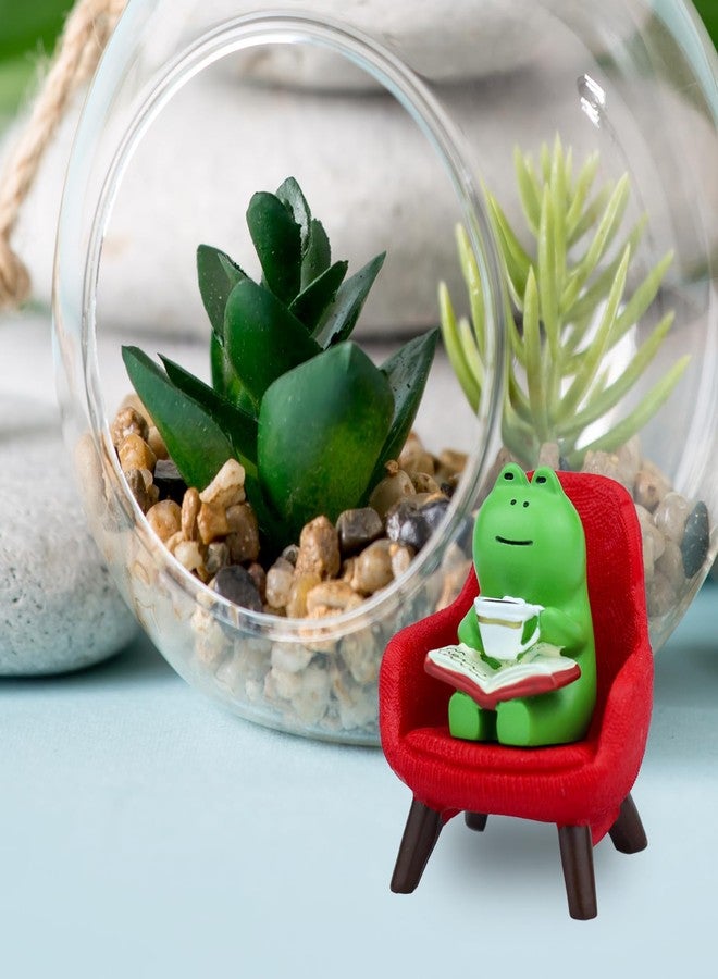 Mevodeata Cute Mini Frog Figurine with Small Sofa Resin Frog Figure for Office Home Decor - Cute Frog Gift for Frog Lovers (Red Sofa) - Image 5