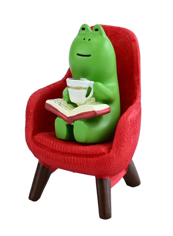 Mevodeata Cute Mini Frog Figurine with Small Sofa Resin Frog Figure for Office Home Decor - Cute Frog Gift for Frog Lovers (Red Sofa) - Image 1