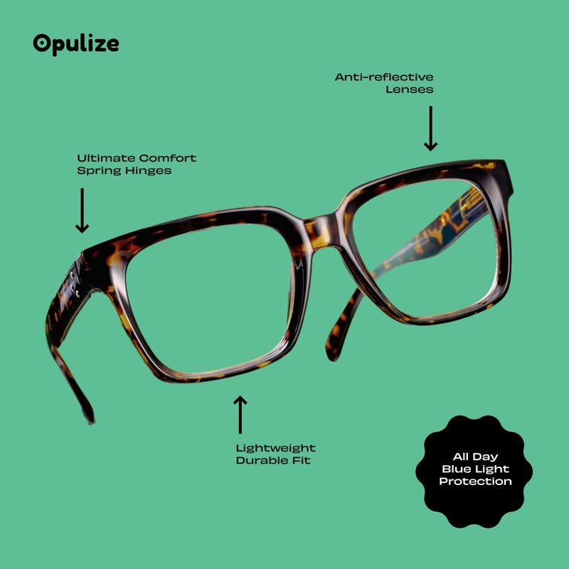 OPULIZE ERA Blue Light Blocking Reading Glasses for Women Men, Oversized Frame with UV400 Protection and Anti-Reflective, Anti-Glare Computer Glasses, Brown Tortoiseshell +2.00 (Pack of 1) - Image 4