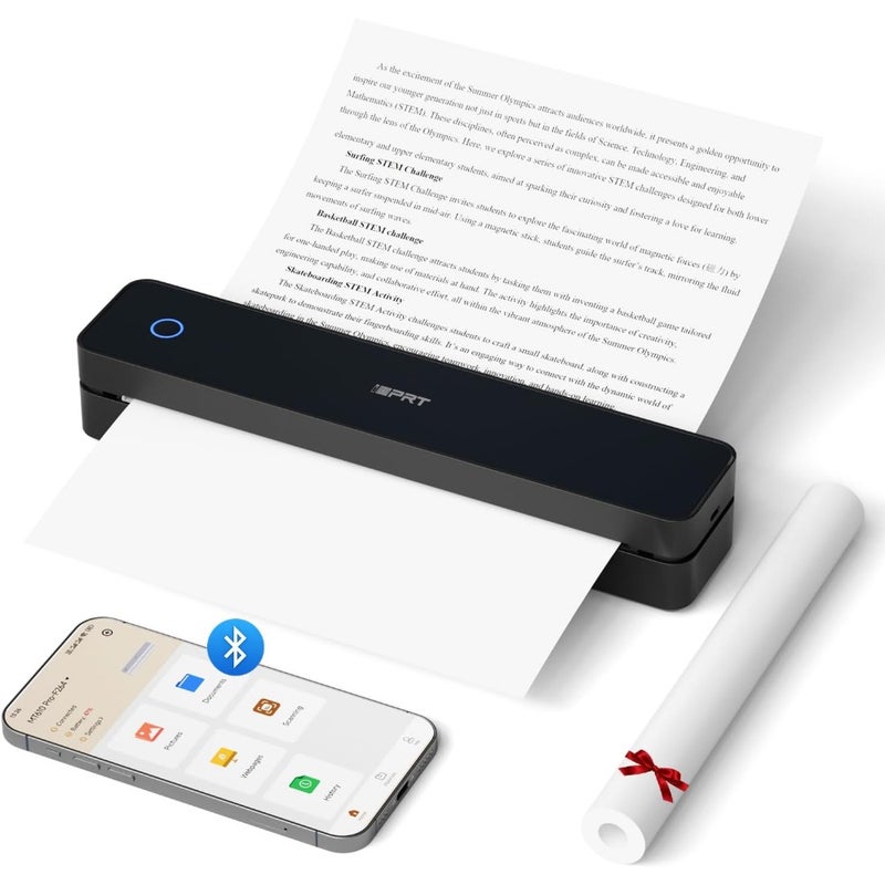 Portable Thermal Printer MT610 Pro Wireless Bluetooth Inkless Printer 300 DPI For Travel Home Office Supports 8.5 x 11 US Letter A4 A5 Thermal Paper Compatible with iOS Android Laptop - Image 1
