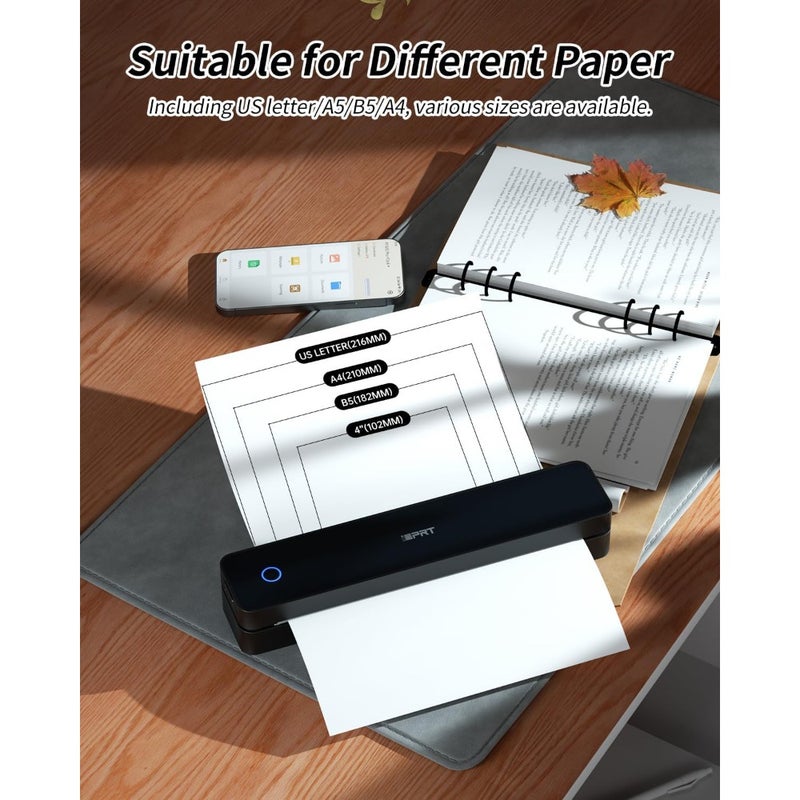 Portable Thermal Printer MT610 Pro Wireless Bluetooth Inkless Printer 300 DPI For Travel Home Office Supports 8.5 x 11 US Letter A4 A5 Thermal Paper Compatible with iOS Android Laptop - Image 5