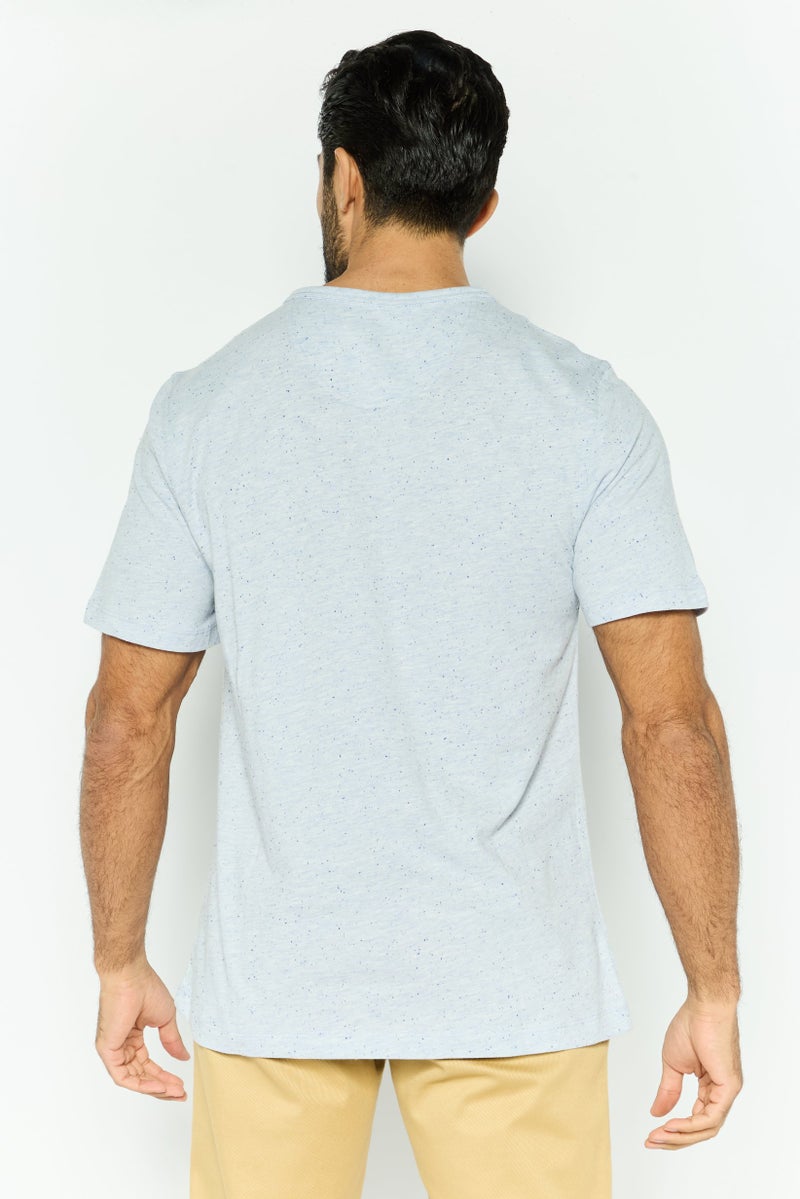 Project Essentials Men Crew Neck Short Sleeve Textured T Shirt, Light Blue - Image 3