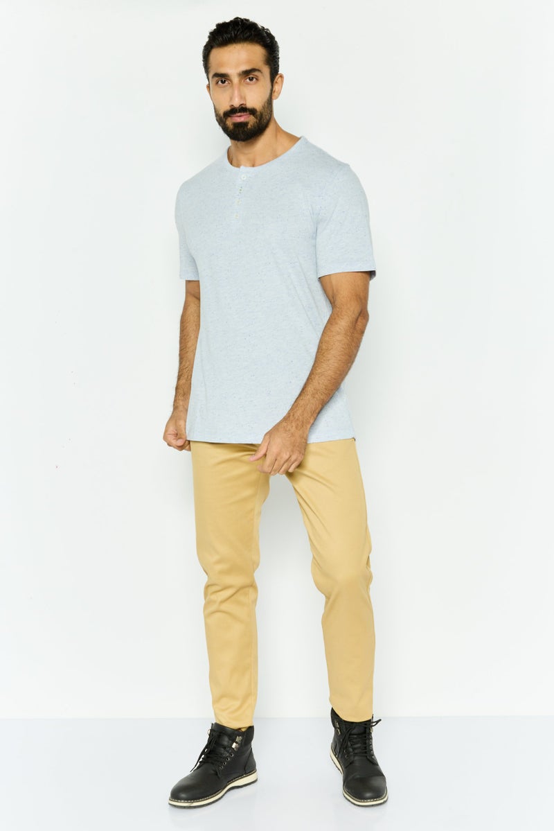 Project Essentials Men Crew Neck Short Sleeve Textured T Shirt, Light Blue - Image 4