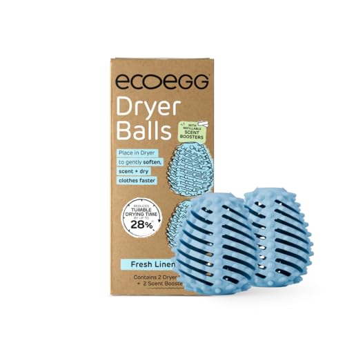 Ecoegg Dryer Balls – 2-Pack | Reduces Drying Time by Up to 28% | Replaces Wool Dryer Balls & Dryer Sheets | Softens & Freshens Laundry | Hypoallergenic | Fresh Linen Scent Boosters - Image 1