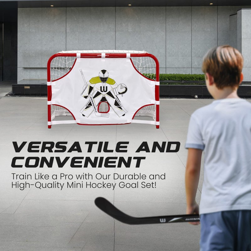Winnwell Mini Hockey Goal Set - Indoor Hockey Training Equipment - Includes 2 Mini Sticks, 1 Ball, 1 Net Goal & Shooting Target - Image 4