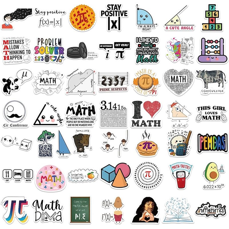 LHST 50Pcs Math Stickers Pack Aesthetic Vinyl Waterproof Studying Mathematics Sticker Decals for Water Bottle,Laptop,Phone,Skateboard,Scrapbooking,Bumper Gifts for Kids Teens Adults for Party Supply Favor - Image 4