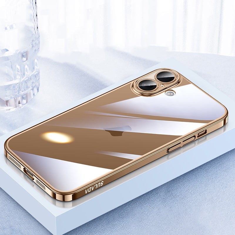 HuHa Protective Cover For iPhone 16 Plus SULADA JINGJIA Series Lens Protector Hard PC Phone Case(Gold) - Image 1