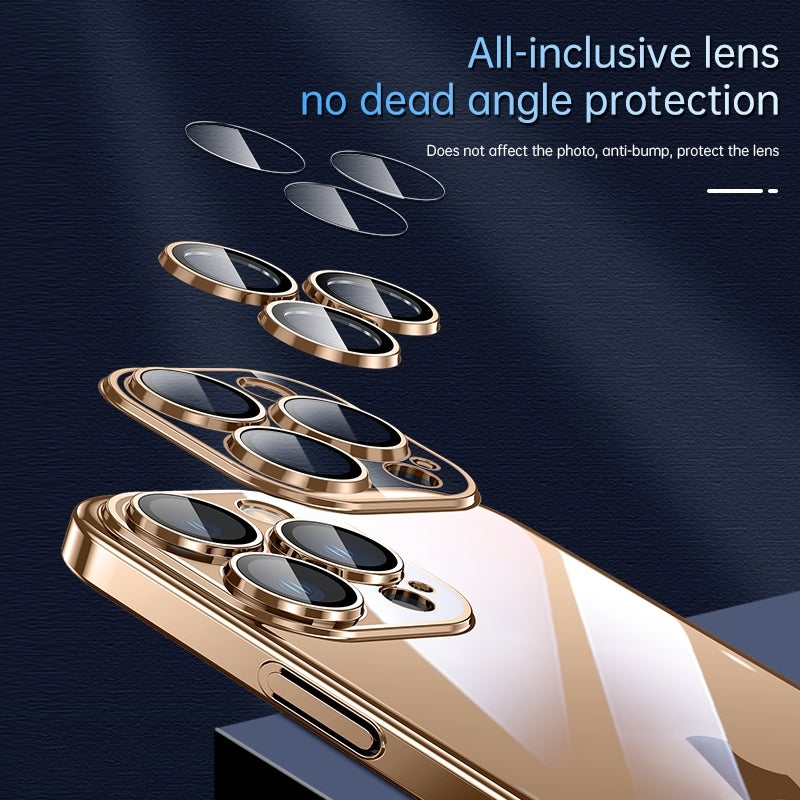 HuHa Protective Cover For iPhone 16 Plus SULADA JINGJIA Series Lens Protector Hard PC Phone Case(Gold) - Image 4