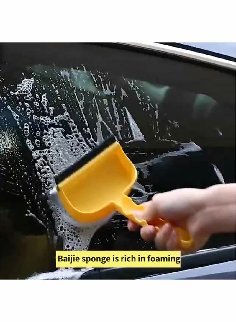 KASTWAVE Glass Cleaning Brush, 2 in 1 Portable Double Sided Window Squeegee Cleaning Tool Washing Equipment Sponge Automobile Glass Wiper, Window Scrubber for Car Glass and Household Glass Cleaning - Image 2