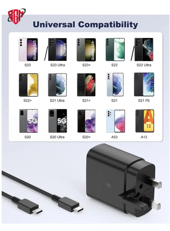 BGM For Samsung Charger, 45W USB C Super Fast Charging with 1.5m Cable Compatible with Samsung Galaxy S24 S23 S22 S21 S20 Ultra, S24+ S23+ S22+ S21+, A53, A15, A55, A54, Type C Power Adapter - Image 3