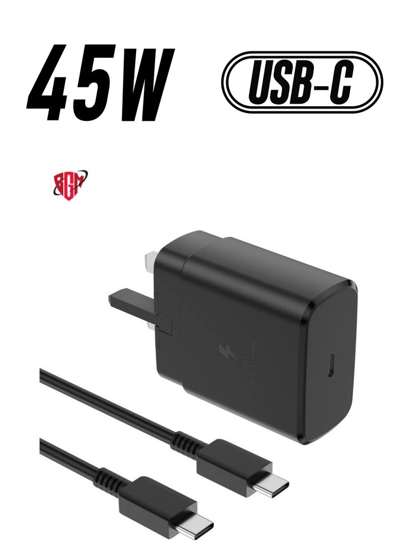 BGM For Samsung Charger, 45W USB C Super Fast Charging with 1.5m Cable Compatible with Samsung Galaxy S24 S23 S22 S21 S20 Ultra, S24+ S23+ S22+ S21+, A53, A15, A55, A54, Type C Power Adapter - Image 1