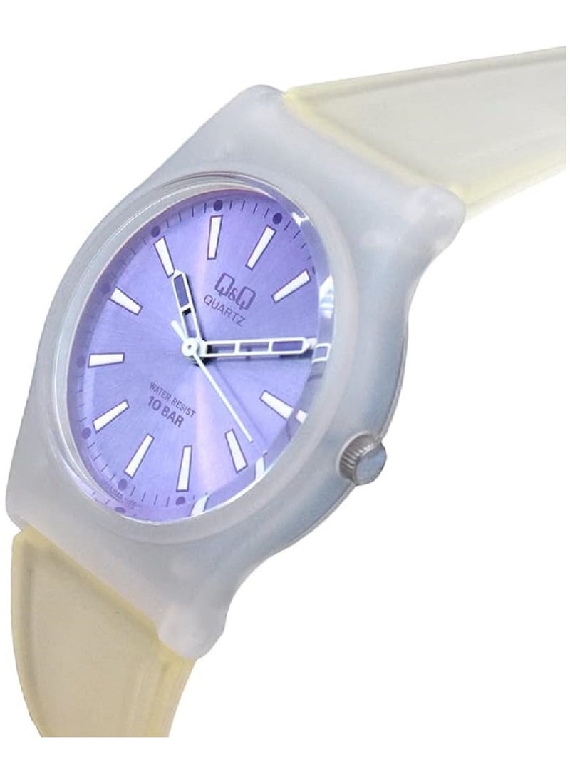 Q&Q - Q&Q Watch for Women, Quartz Movement, Analog Display, Pink Resin Strap-VP34J039Y - Image 1