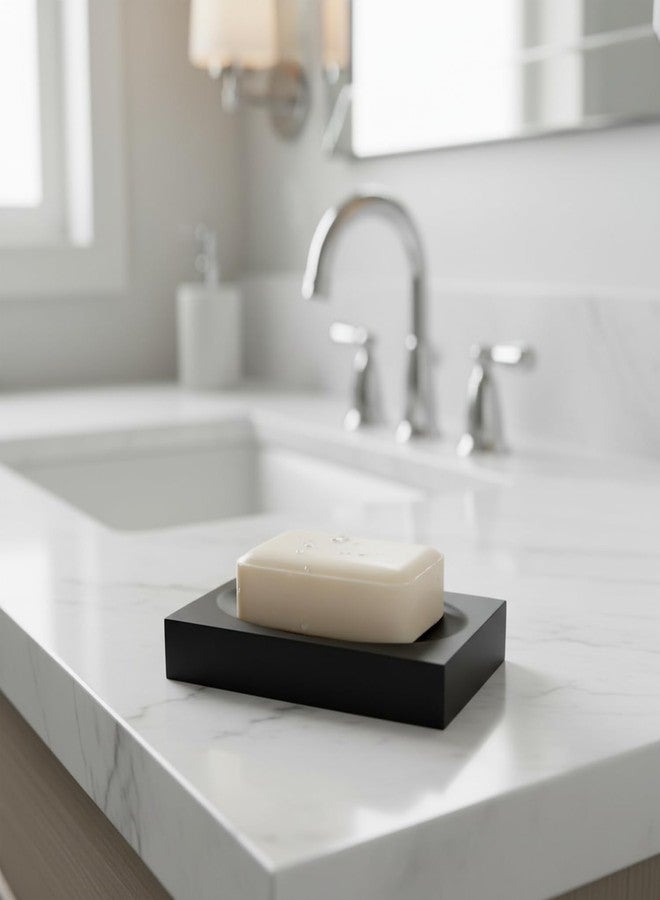 JINCROP Black Resin Soap Dish Bathroom Home, Black Soap Saver Soap Holder Bathroom or Shower for Kitchen Modern Accessory - Image 2