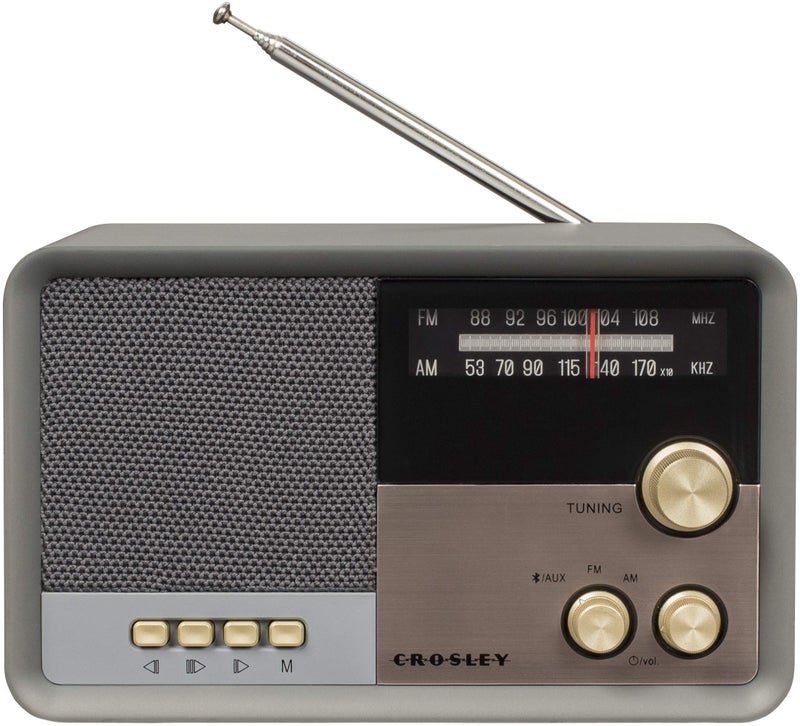 Crosley CR3036D-CL Tribute Vintage AM/FM Bluetooth Radio, Charcoal - Image 1