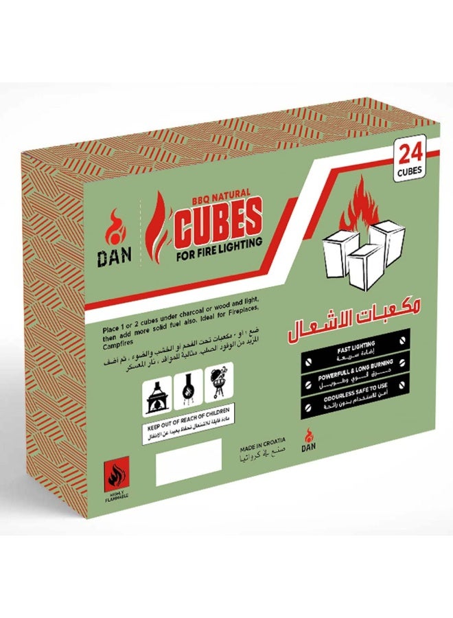 مكعبات فحم للشواء سريعة الاشتعال، قوية وطويلة الاحتراق، عديمة الرائحة، 24 قطعة