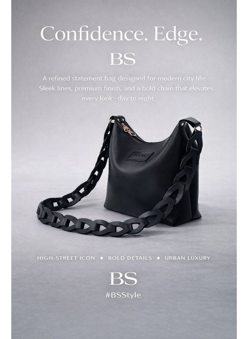 بي.أس كولكشن حقيبة نسائية سوداء للكتف وكروس باج – شنطة نسائية عملية - Image 4