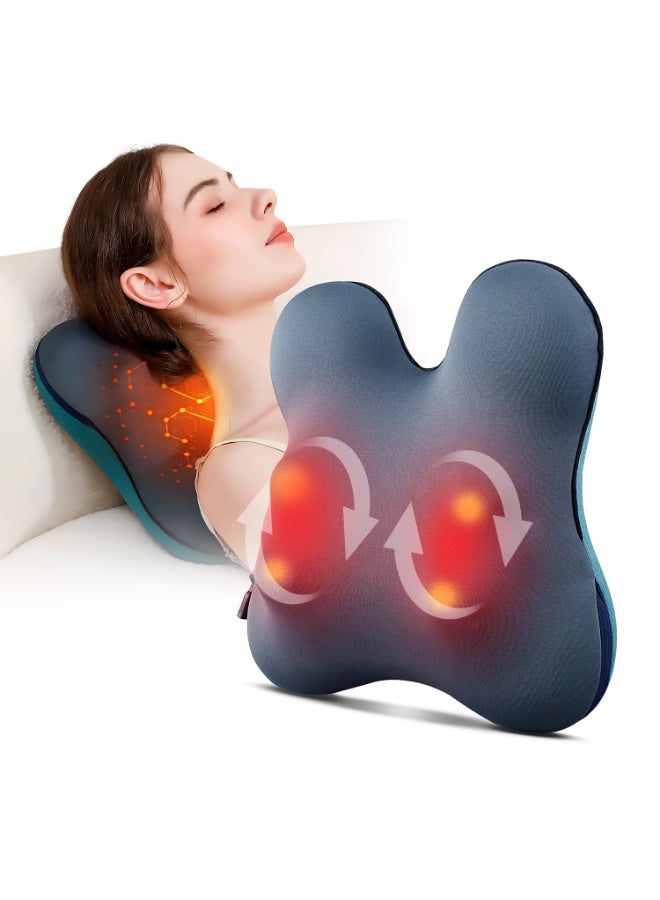NONK Wireless Back Massager with Heat, Portable & Cordless Back And Neck Pillow Massager cushion, Cervical Spine Neck Waist Shoulder Lumbar Back Body For Muscle Deep Tissue Pain Relief Chairs Cars Cushion Multifunctional Body Massage Pillow - Image 1