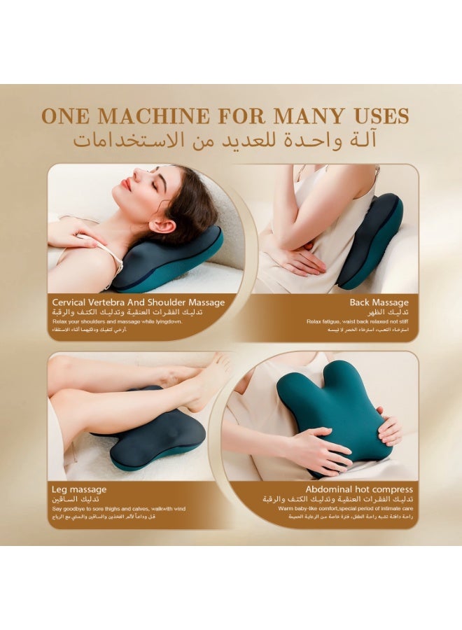 NONK Wireless Back Massager with Heat, Portable & Cordless Back And Neck Pillow Massager cushion, Cervical Spine Neck Waist Shoulder Lumbar Back Body For Muscle Deep Tissue Pain Relief Chairs Cars Cushion Multifunctional Body Massage Pillow - Image 4