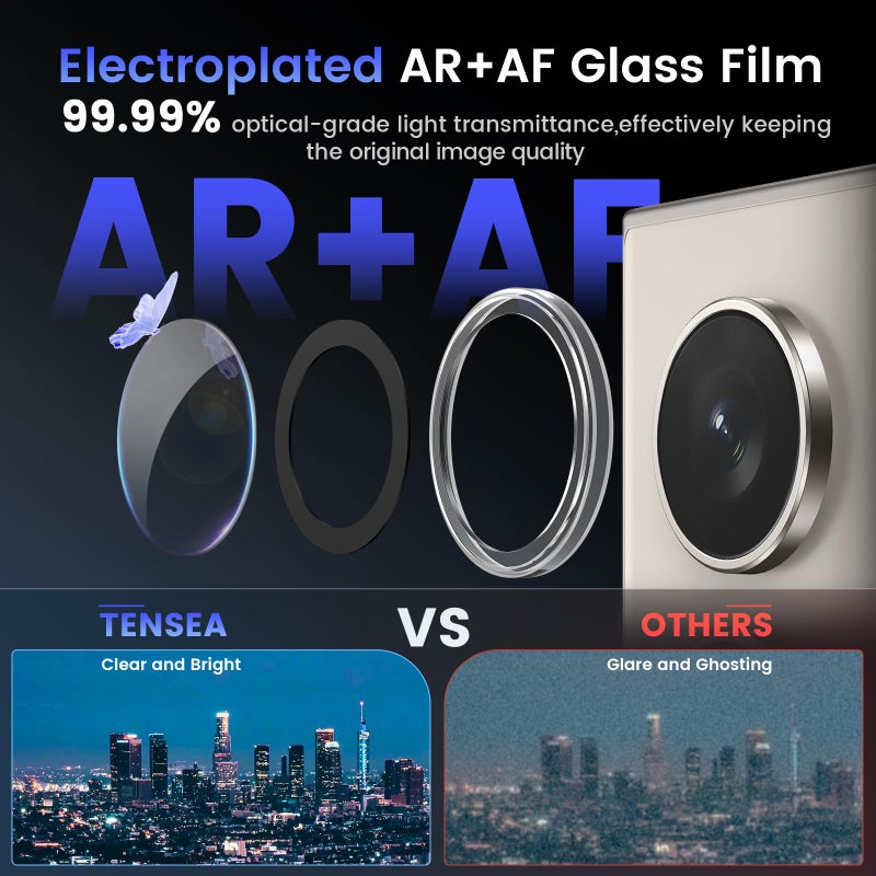 Tensea (3+2PCS for Samsung Galaxy S24 Ultra 5G Camera Lens Protector, 9H Tempered Glass Camera Cover Screen Protector Metal Individual Ring for S24 Ultra 5G 2024 [Installation Tray][Case Friendly] - Image 3