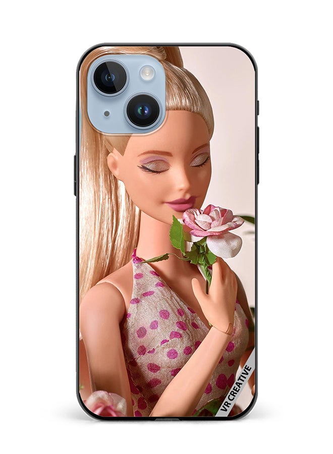 VR CREATIVE Protective Case Cover For Apple iPhone 15 Plus Pink Barbie Design Multicolour - Image 1