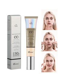 OCHEAL CC+ Color Correcting Cream, Full Coverage Foundation With SPF 50+ Whitening Sunscreen, Color Correcting And Brightening Face Cream, Skin Tone Adjusting CC Cream, Ivory  - Image 1