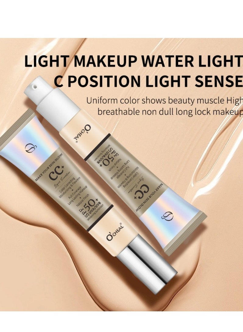 OCHEAL CC+ Color Correcting Cream, Full Coverage Foundation With SPF 50+ Whitening Sunscreen, Color Correcting And Brightening Face Cream, Skin Tone Adjusting CC Cream, Ivory  - Image 4