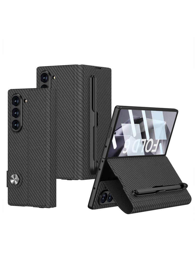 ليكا جراب جلد قابل للطي لهاتف سامسونج جالكسي Z Fold 6 مع فتحة مدمجة للقلم S، تشطيب جلدي فاخر، تصميم مقاوم للصدمات لحماية أنيقة وقابلة للطي - أسود - Image 1