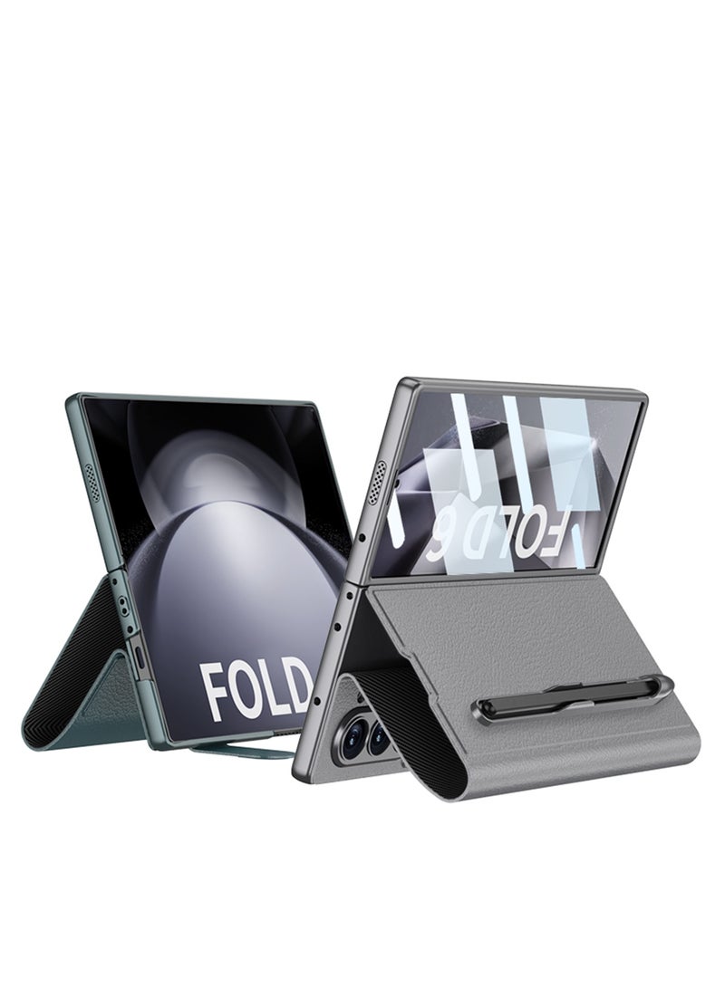 ليكا جراب جلد قابل للطي لهاتف سامسونج جالكسي Z Fold 6 مع فتحة مدمجة للقلم S، تشطيب جلدي فاخر، تصميم مقاوم للصدمات لحماية أنيقة وقابلة للطي - أسود - Image 4