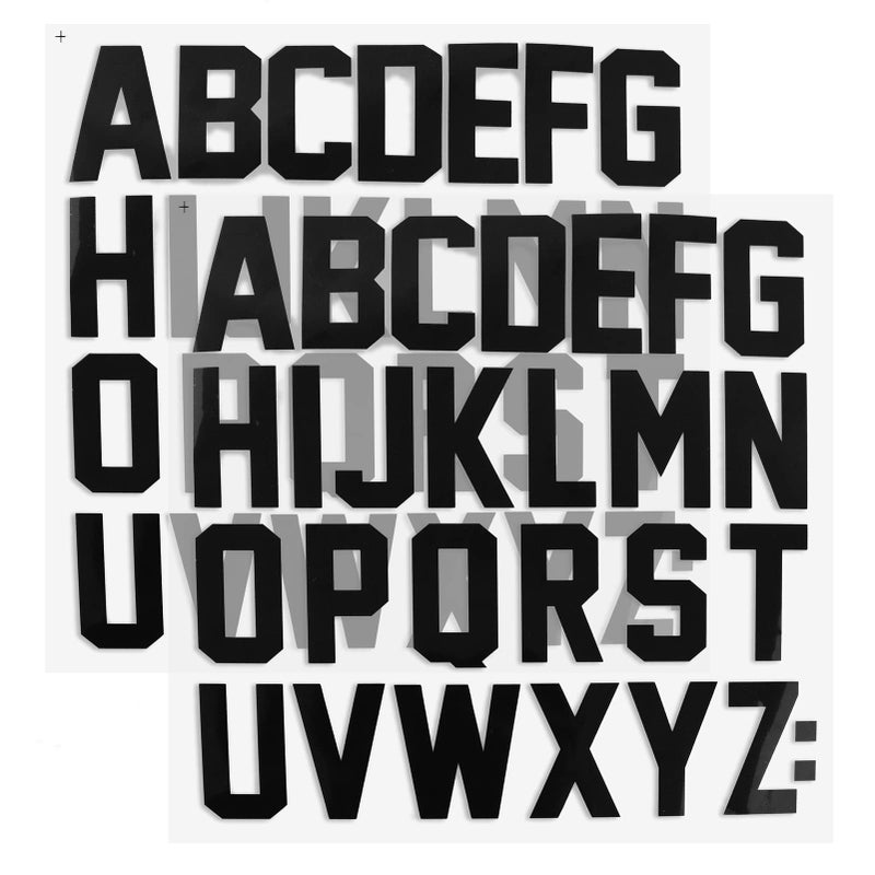 BEHAHAI 52PCS Iron on Letters for Clothing 2 Inch Letter Patches Iron on Iron On Heat Transfer Letters Iron on Name Transfers for Sport T Shirts Team Name Clothes Slogan Printing DIY Crafts Black