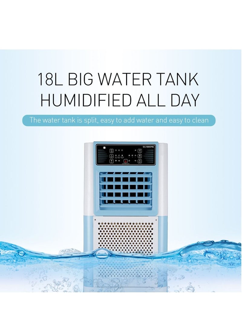 Sunhome - 3-in-1 Multifunctional Air Humidifier Fan Air Cooler With Remote Control 18L 90W White Blue - Image 1