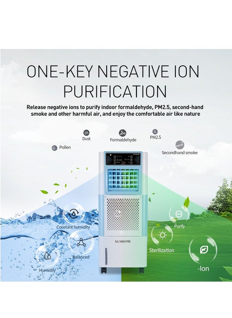 Sunhome - 3-in-1 Multifunctional Air Humidifier Fan Air Cooler With Remote Control 18L 90W White Blue - Image 1