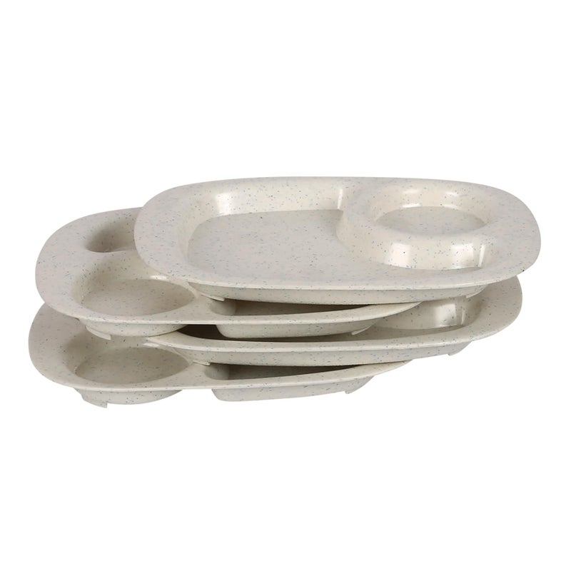 CORNET Polyproplene Chilla Plate with Dip | Microwave Safe | for Snacks | Fancy Plates (Ivory, Set of 4) (8 * 5.5 * 1 Inches) - Image 1