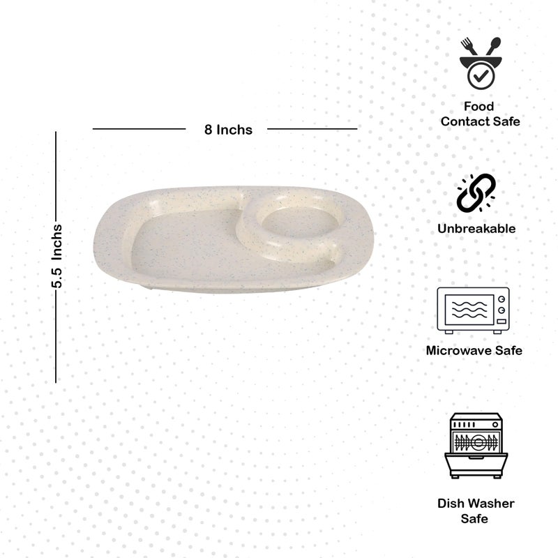 CORNET Polyproplene Chilla Plate with Dip | Microwave Safe | for Snacks | Fancy Plates (Ivory, Set of 4) (8 * 5.5 * 1 Inches) - Image 3