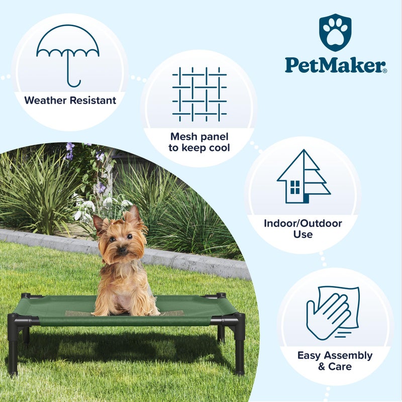 PETMAKER Elevated Dog Bed â€“ 24.5x18.5 Portable Bed For Pets With Non-Slip Feet â€“ Indoor/Outdoor Dog Cot Or Puppy Bed For Pets Up To 25lbs By Petmaker (Green) - Image 3