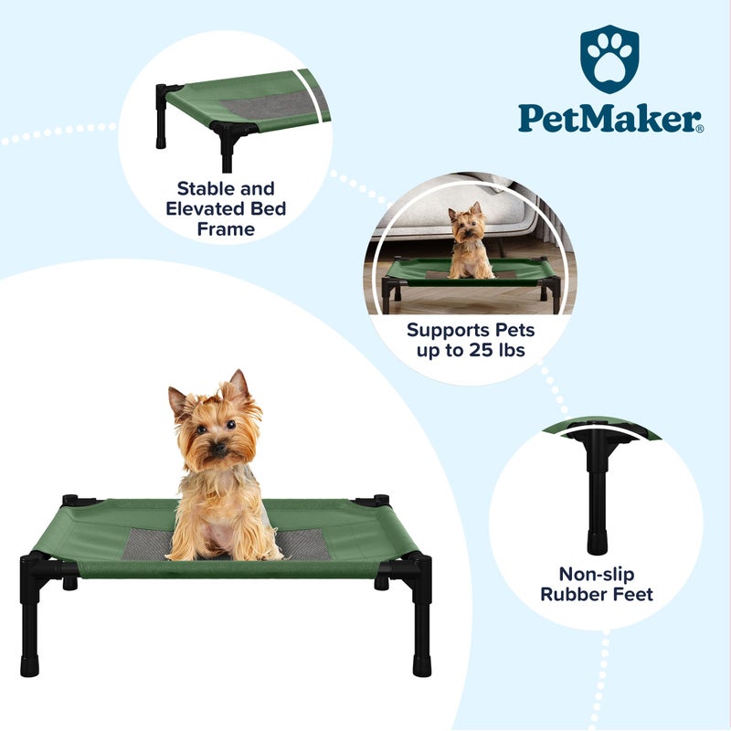 PETMAKER Elevated Dog Bed â€“ 24.5x18.5 Portable Bed For Pets With Non-Slip Feet â€“ Indoor/Outdoor Dog Cot Or Puppy Bed For Pets Up To 25lbs By Petmaker (Green) - Image 2