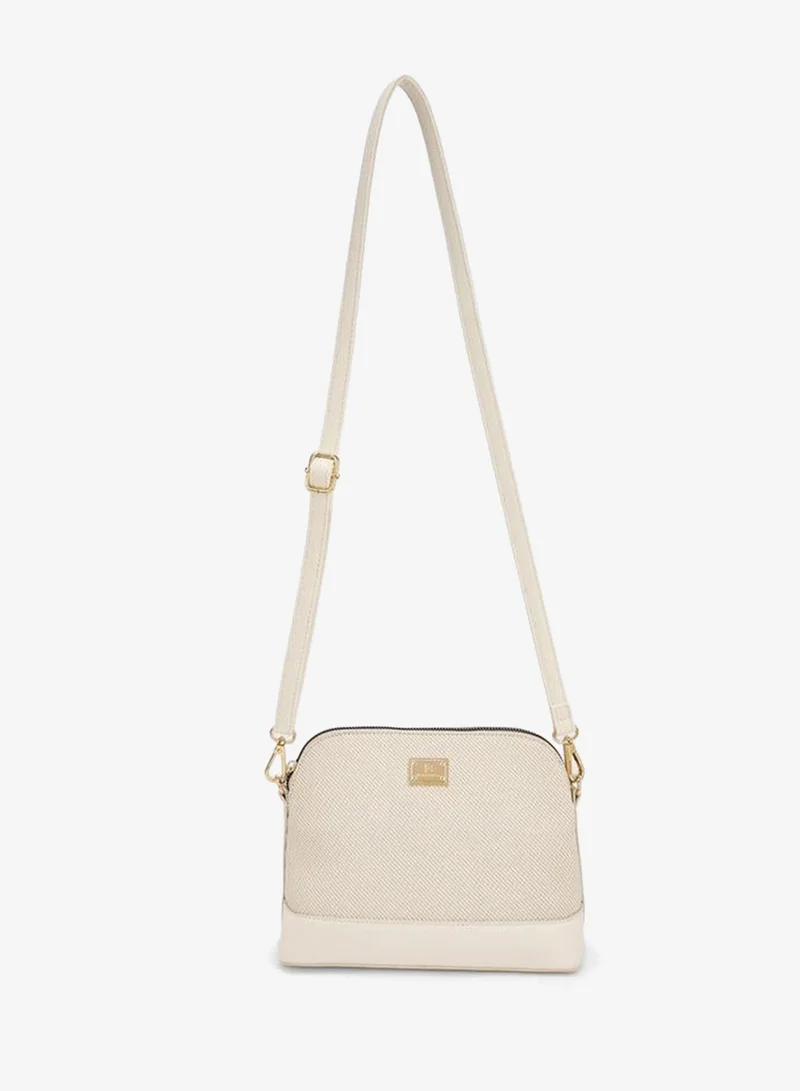 Flora Bella By Shoexpress CREAM Flora Bella Textured Crossbody Bag with Detachable Shoulder Strap for Women | Best Price UAE