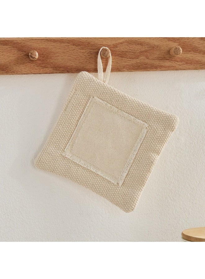 Home Box Bella Woven Cotton Square Small Potholder with Canvas Patch - 15 cm - Image 1