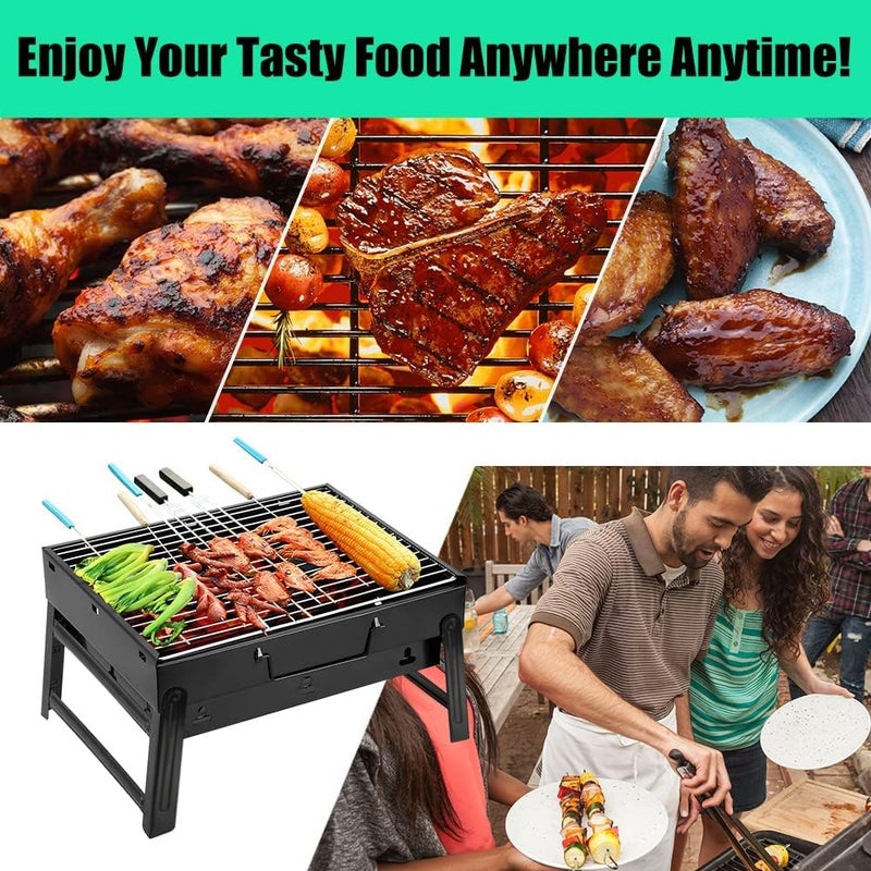 Uten Charcoal Barbecues, Barbecue Grill, BBQ Grill, Portable Folding Charcoal Barbecue Grill Stainless Steel Charcoal Grill for Outdoor Cooking Camping Hiking Picnics - Image 3