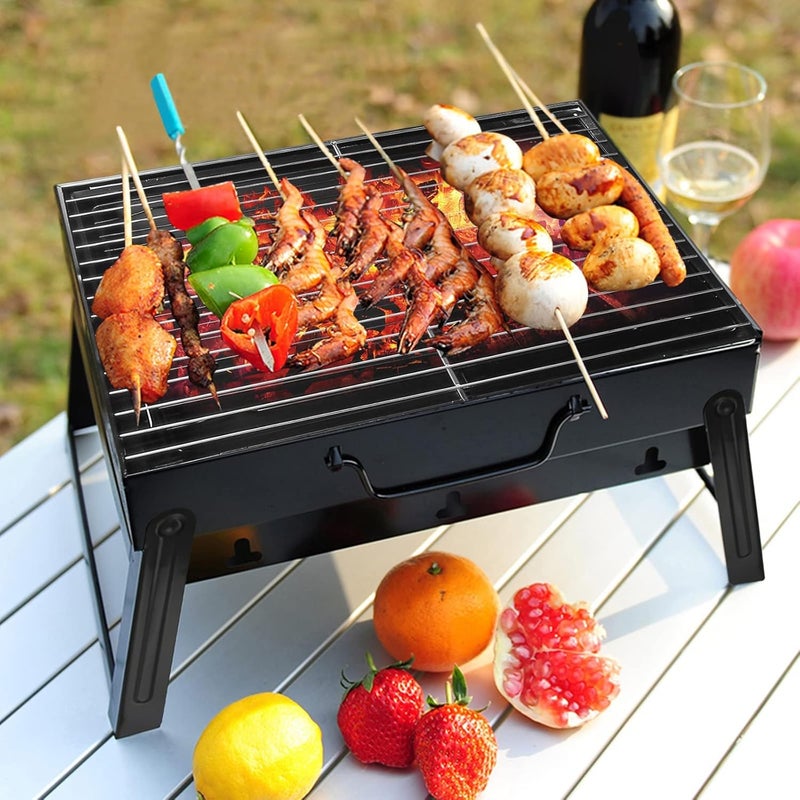 Uten Charcoal Barbecues, Barbecue Grill, BBQ Grill, Portable Folding Charcoal Barbecue Grill Stainless Steel Charcoal Grill for Outdoor Cooking Camping Hiking Picnics - Image 2