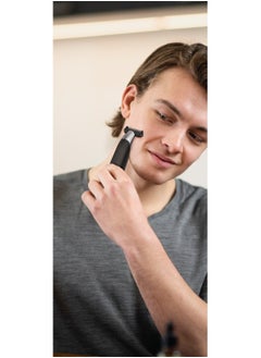 GREEN LION Dual Edge Bi-Directional Blades Trimmer / One Blade Pro Hair Trimmer / 1,2,4,6 mm Combs / Stainless Steel Blade with 4 Combs Guard / Rechargeable Shaver / Hair Shaver - Black  - Image 2