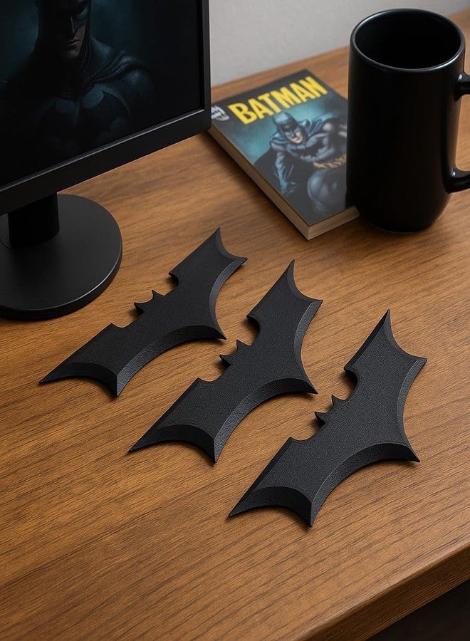 Cubix3D 3D Printed Bat Throwing Star - Hero Inspired Set of 3 | Black Pretend Play Game Props for Kids | Harmless Plastic Accessory for Gamers & Cosplay - Image 3